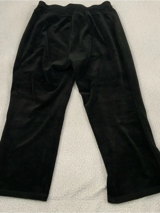 Calvin Klein Velour Pants Women's 1X Black Pull On Elastic Waist Comfy Wide Leg - Picture 8 of 16